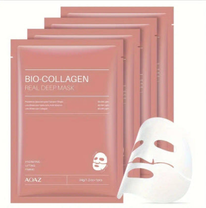 AOAZ Bio-Collagen Deep Repair Facial Mask – 4pcs Intensive Hydration & Rejuvenation