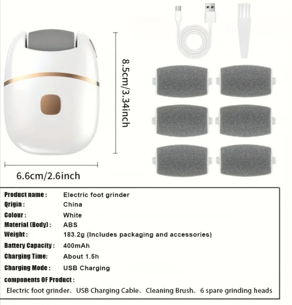Ultra-Light Rechargeable Electric Foot Grinder (183.2g) – Smooth Callus Removal