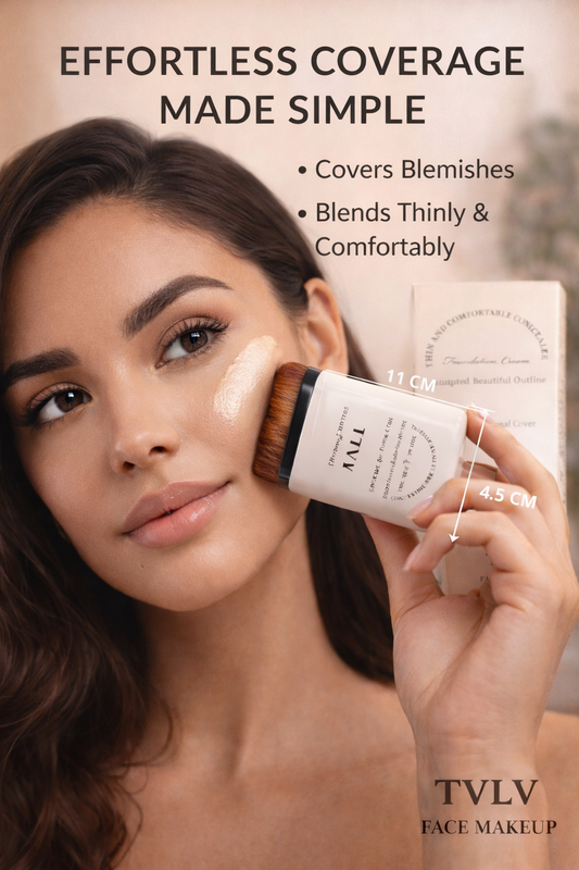 TVLV 2-in-1 Foundation & Concealer Stick with Brush - Flawless Full Coverage Makeup