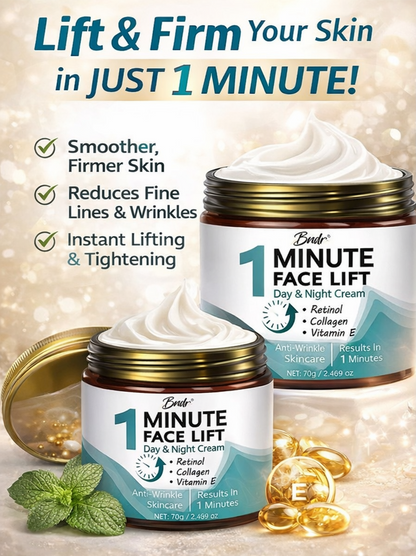 1 Minute Face Lift Cream – Instant Anti-Aging Tightening & Firming Moisturizer (Day & Night)